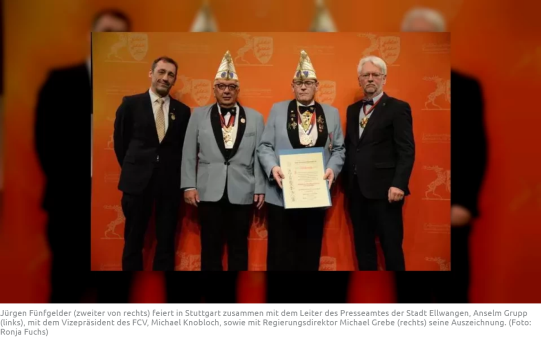 Ellwanger Karnevalist erhält Bundesauszeichnung für seinen Einsatz im Dienste der Narretei